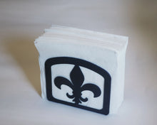 Load image into Gallery viewer, Powder Coated Steel Napkin Holder with a Fleur de Lis Design
