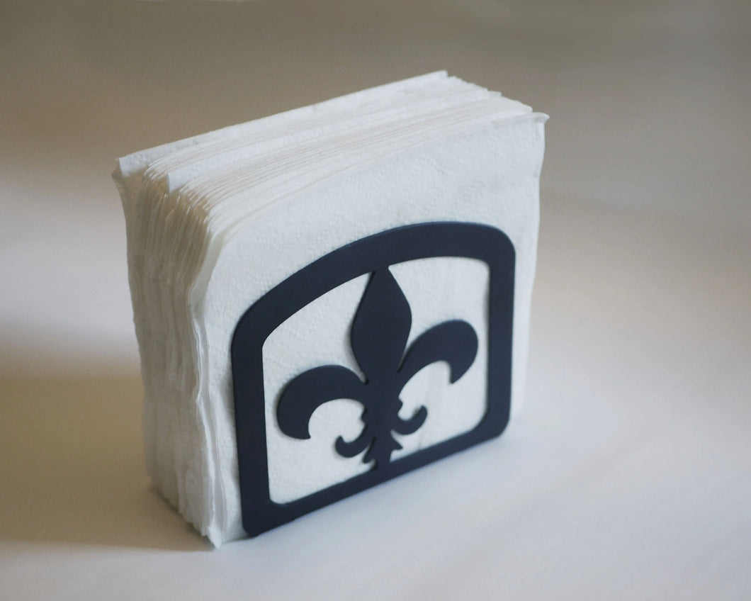 Powder Coated Steel Napkin Holder with a Fleur de Lis Design